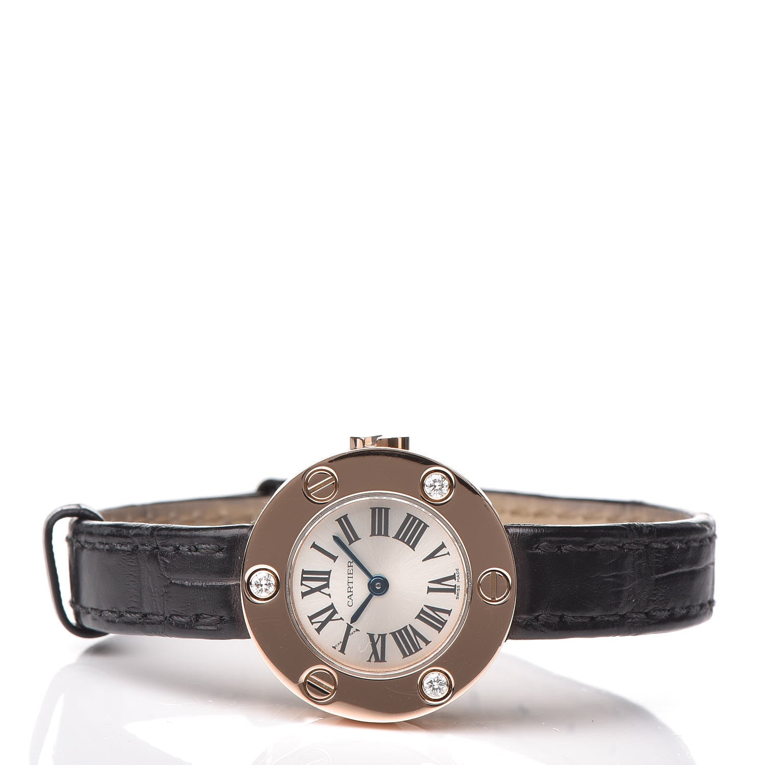 Cartier 18K Pink Gold Alligator Diamond 23mm Love Quartz Watch 3 of 8