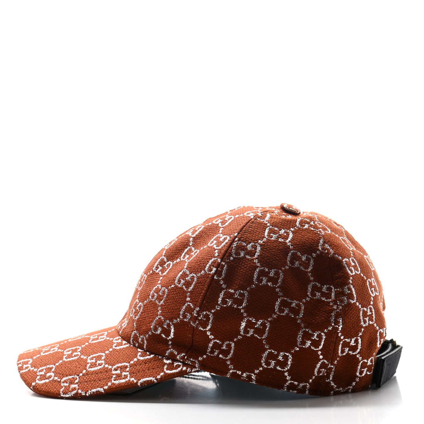 Canvas Lame GG Monogram Rush Baseball Hat M Burnt Orange Silver