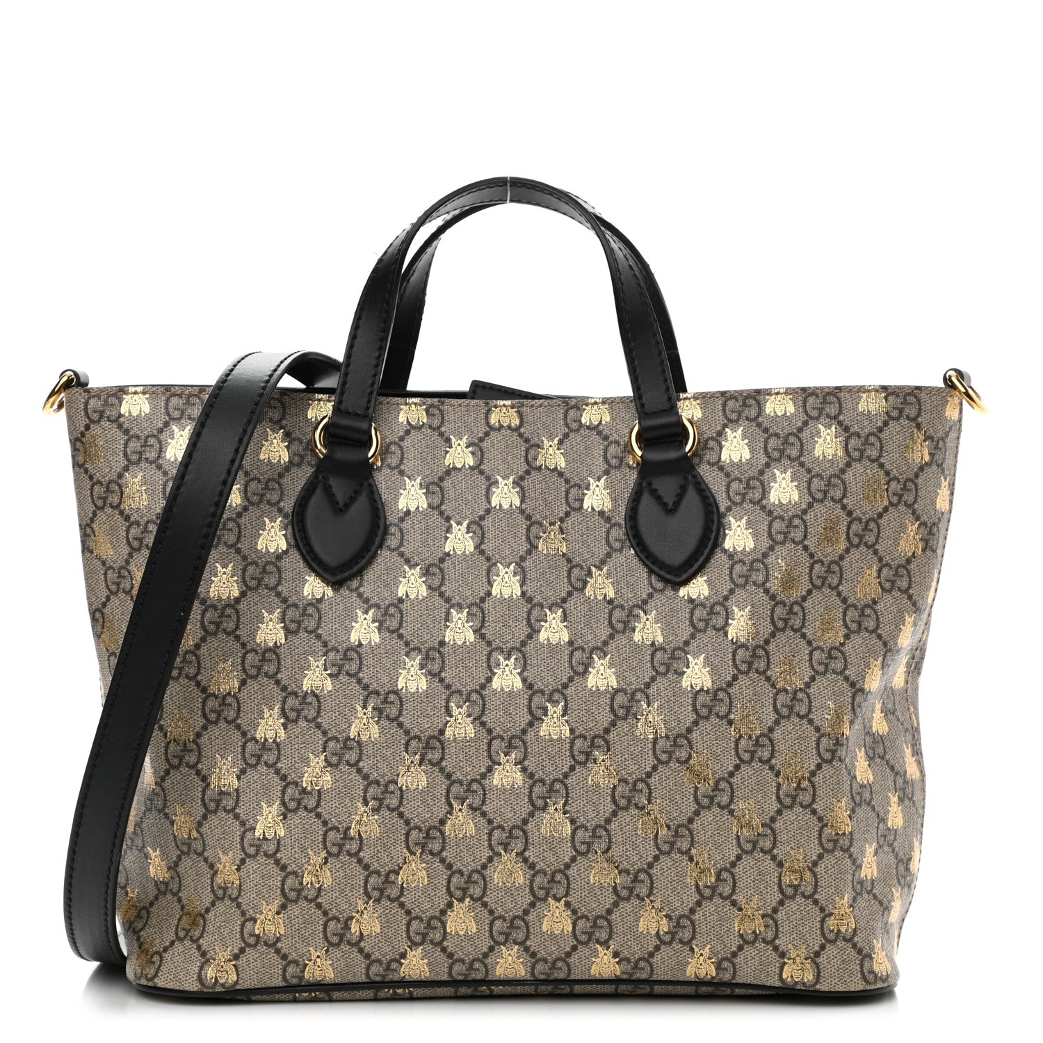 Gucci Soft GG Supreme Monogram Bees Small Crossbody Tote Beige Oro Black 1 of 13
