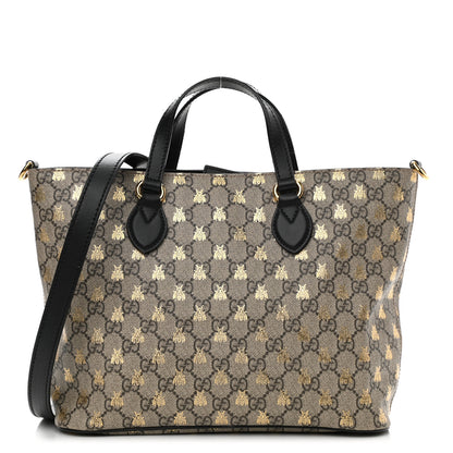 Gucci Soft GG Supreme Monogram Bees Small Crossbody Tote Beige Oro Black 1 of 13