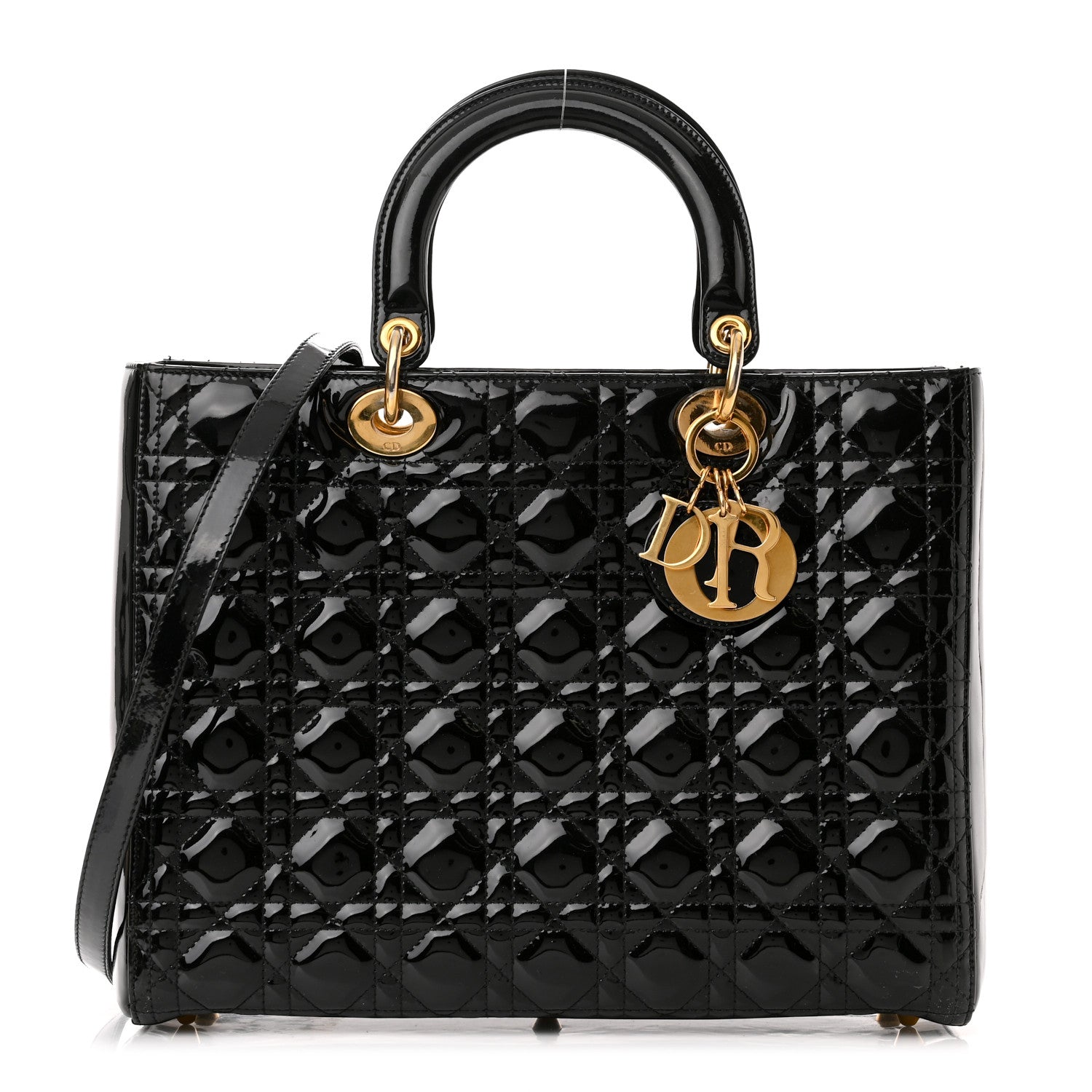Christian Dior Patent Cannage Large Lady Dior Black 1 of 11