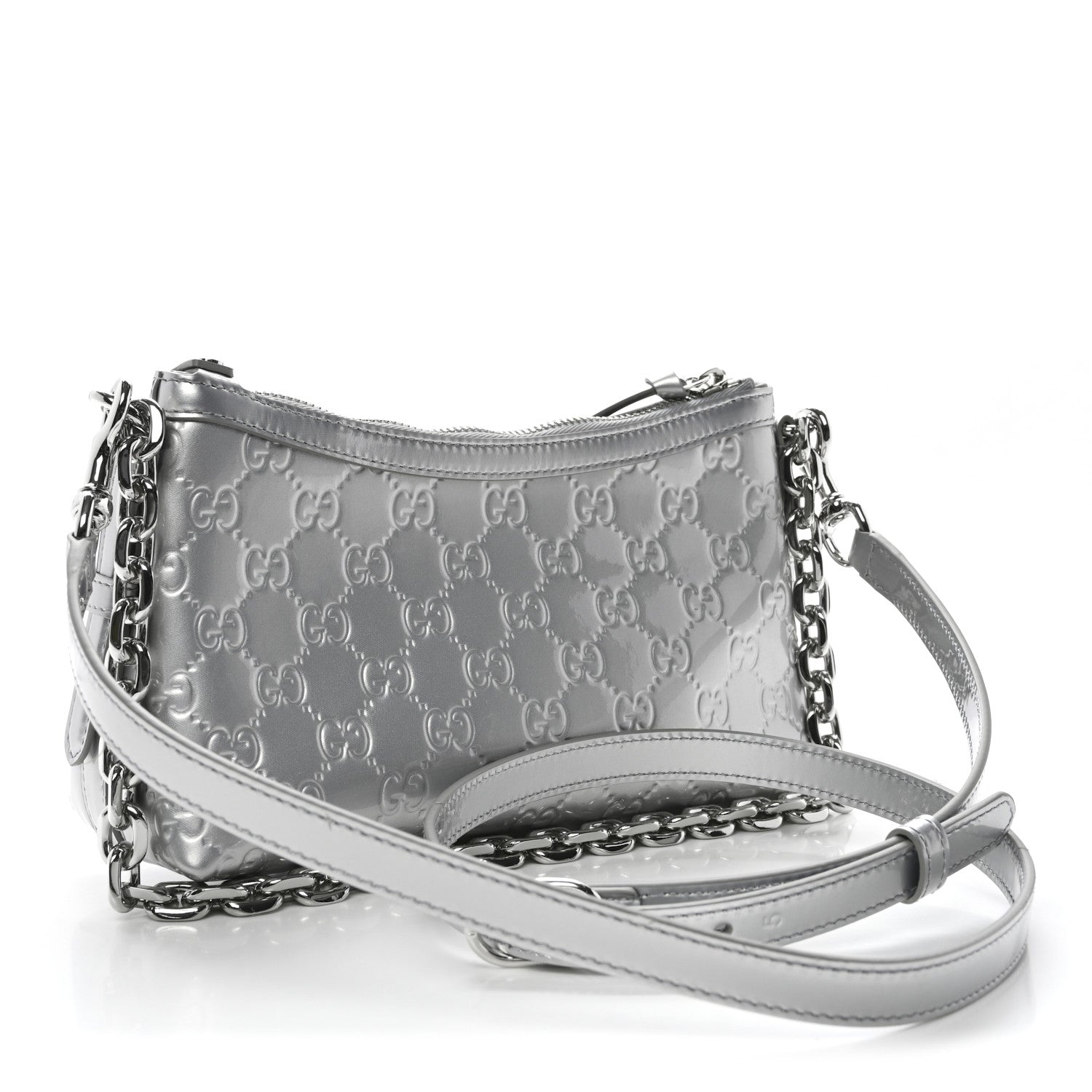 Gucci Shine Guccissima Emblem Small Shoulder Bag Silver 3 of 11