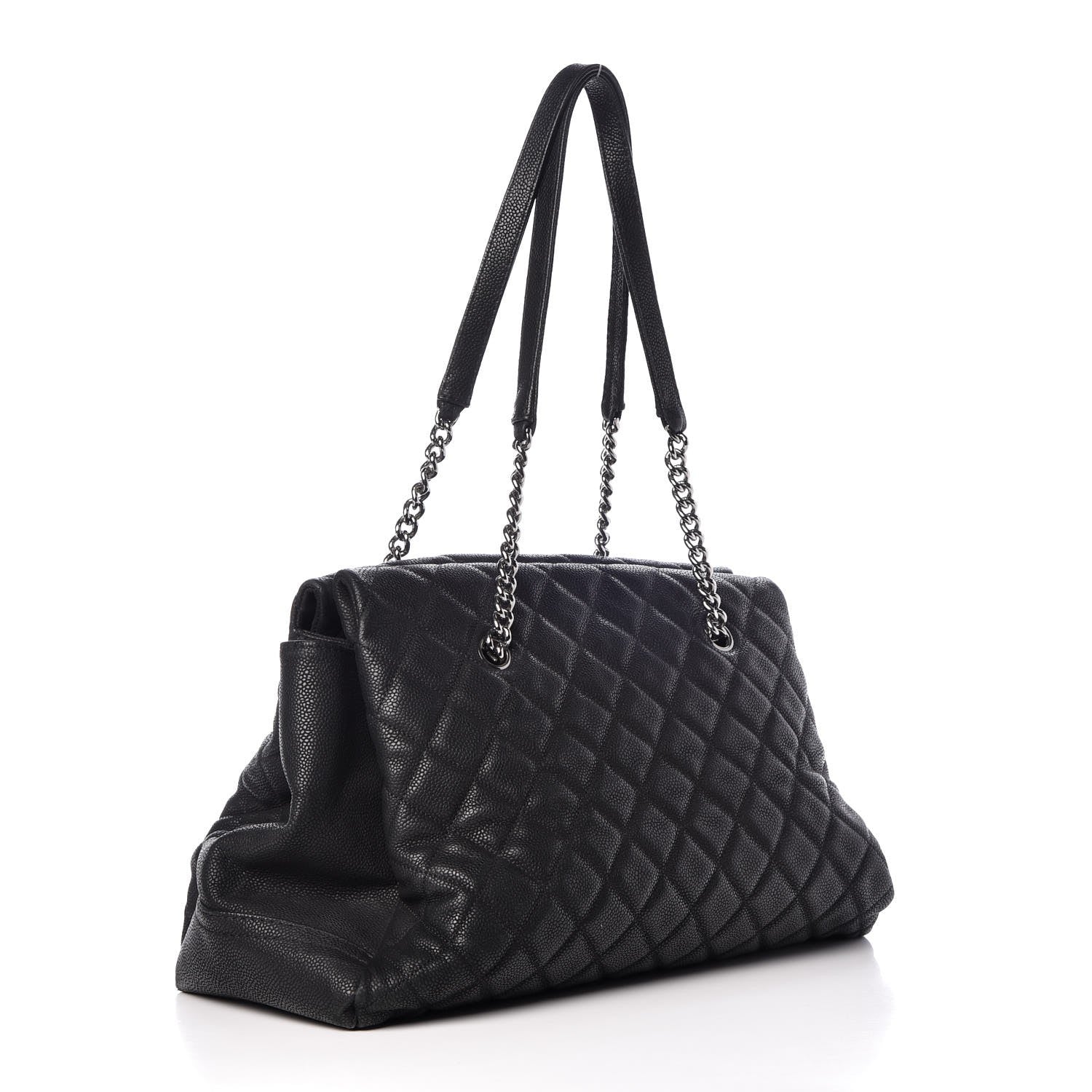 Chanel Iridescent Caviar Quilted Lady Pearly Tote Black 3 of 9