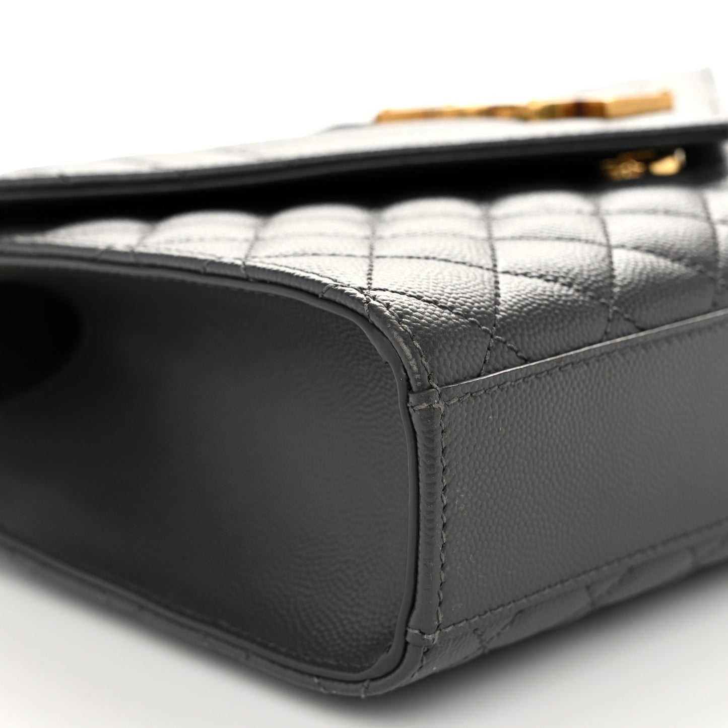 Grain De Poudre Textured Mixed Matelasse Medium Triquilt Monogram Satchel Fog