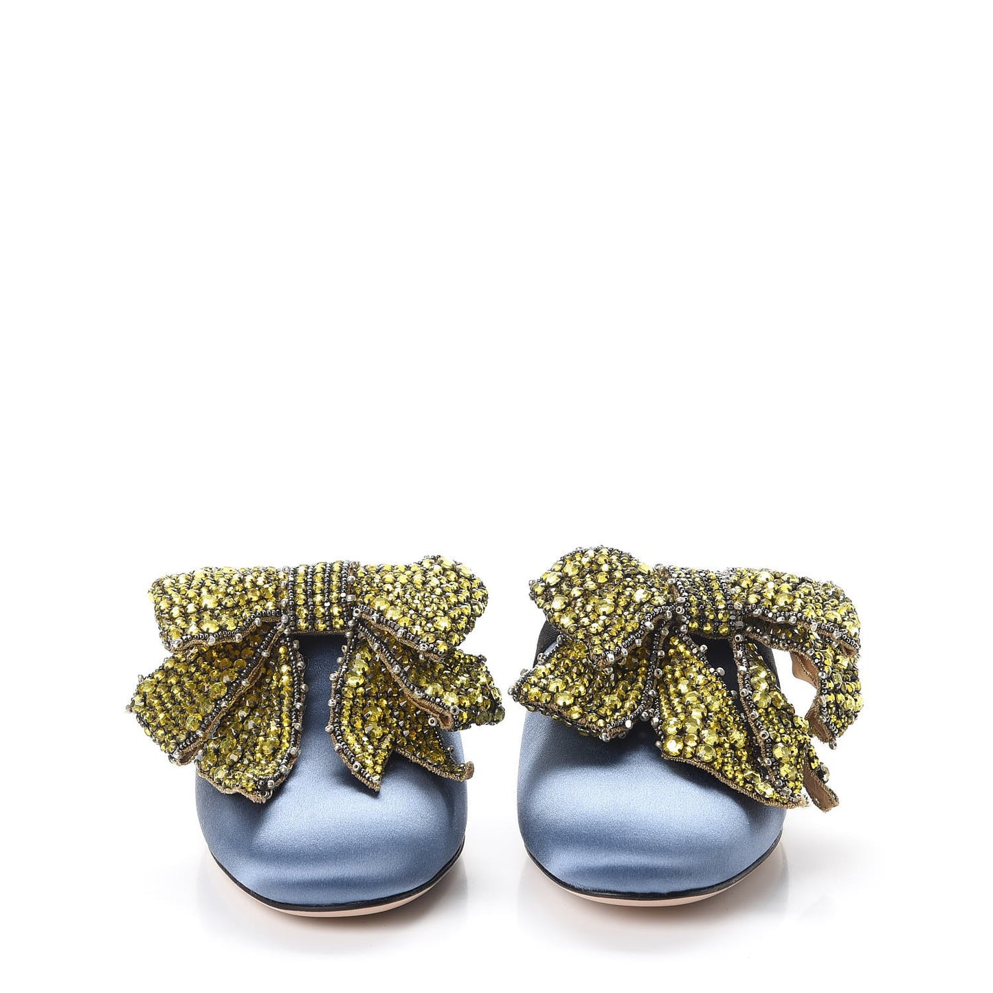 Silk Satin Crystal Embellished Bow Mules 38 Carta Zucchero