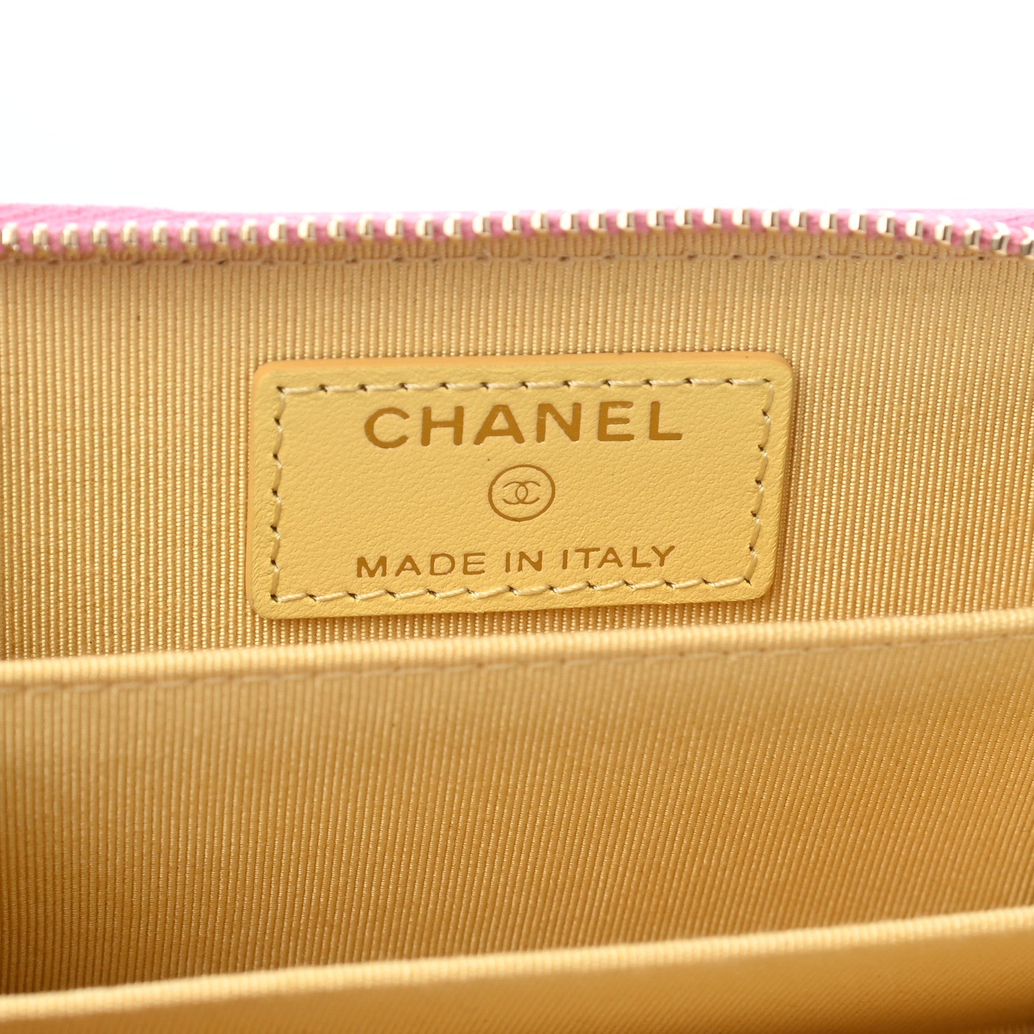 Chanel Lambskin Quilted Zip Around Coin Purse Wallet Pink Yellow 6 of 8