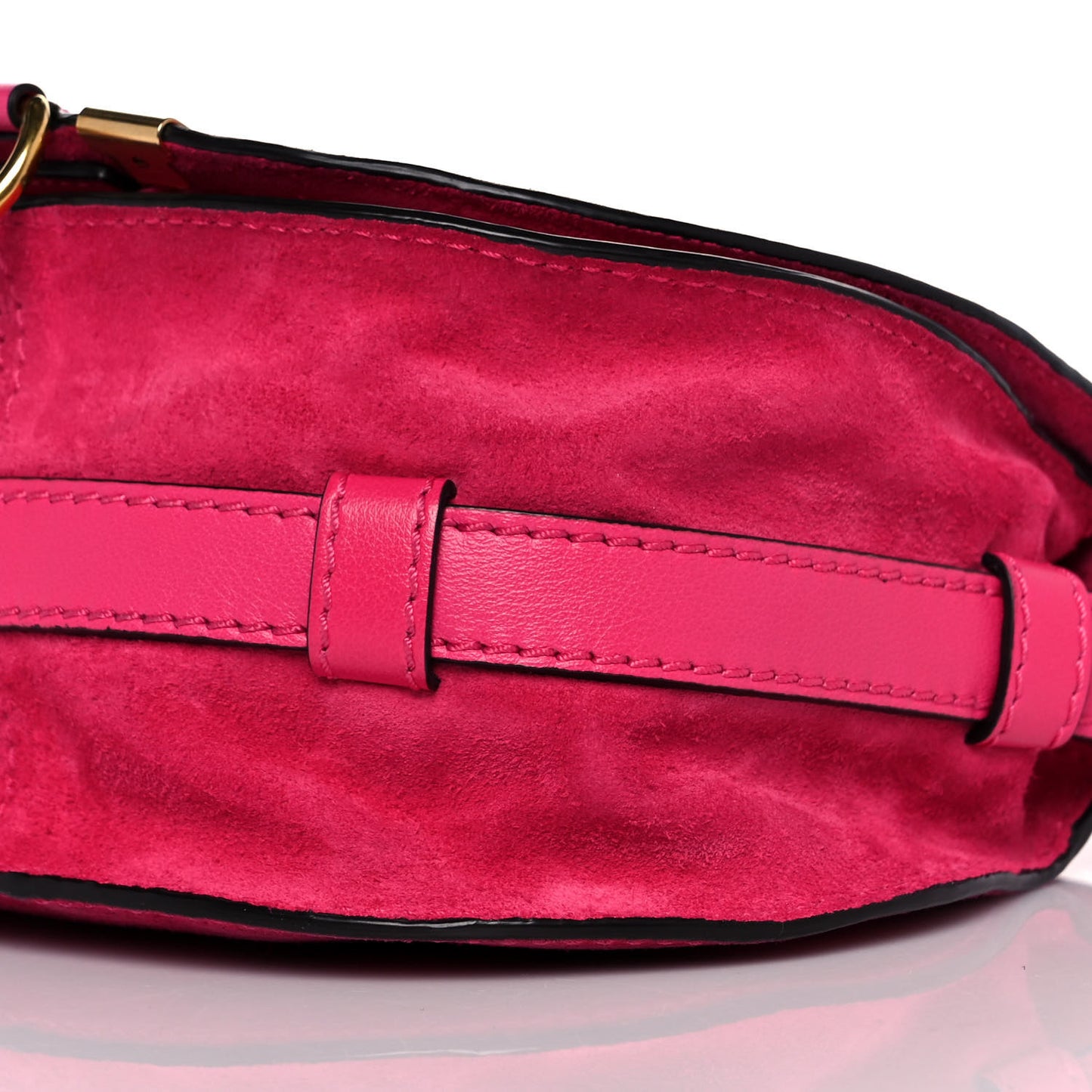 Suede Calfskin Braided Mini Marcie Round Crossbody Bag Fuchsia Rose