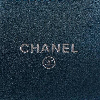 Chanel Metallic Lambskin Quilted Large Gusset Flap Wallet Turquoise 6 of 11