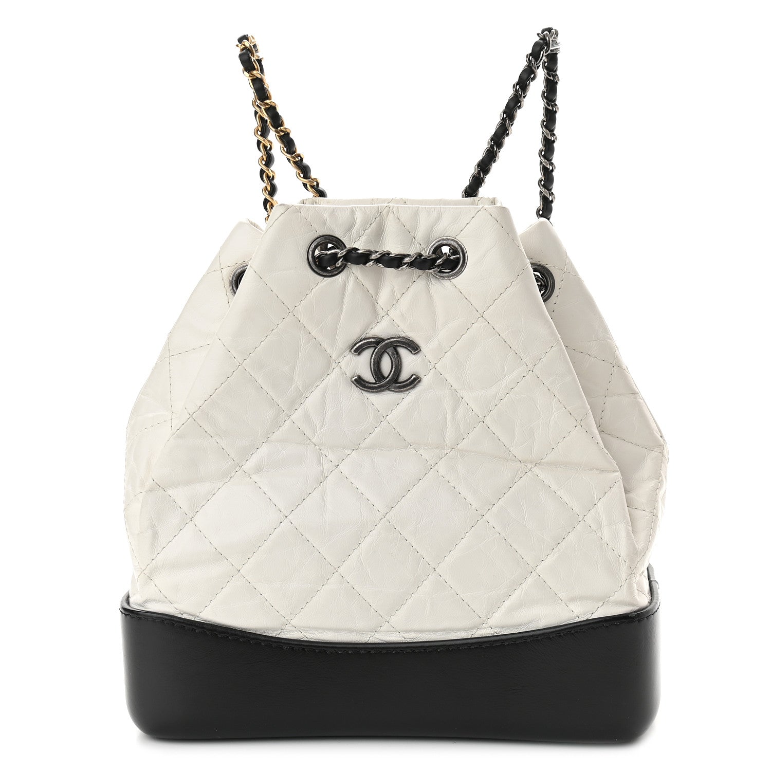 Chanel Aged Calfskin Quilted Small Gabrielle Backpack Black White 1 of 9