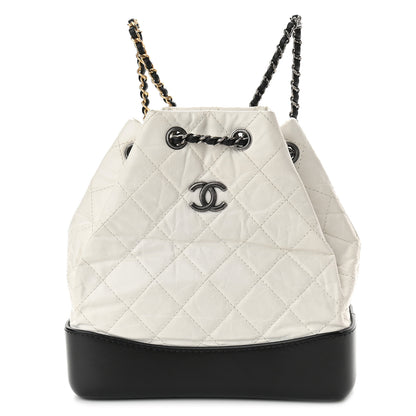 Chanel Aged Calfskin Quilted Small Gabrielle Backpack Black White 1 of 9