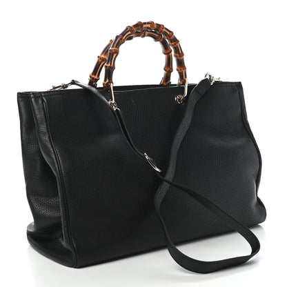 Gucci Calfskin Large Bamboo Shopper Tote Black 2 of 10