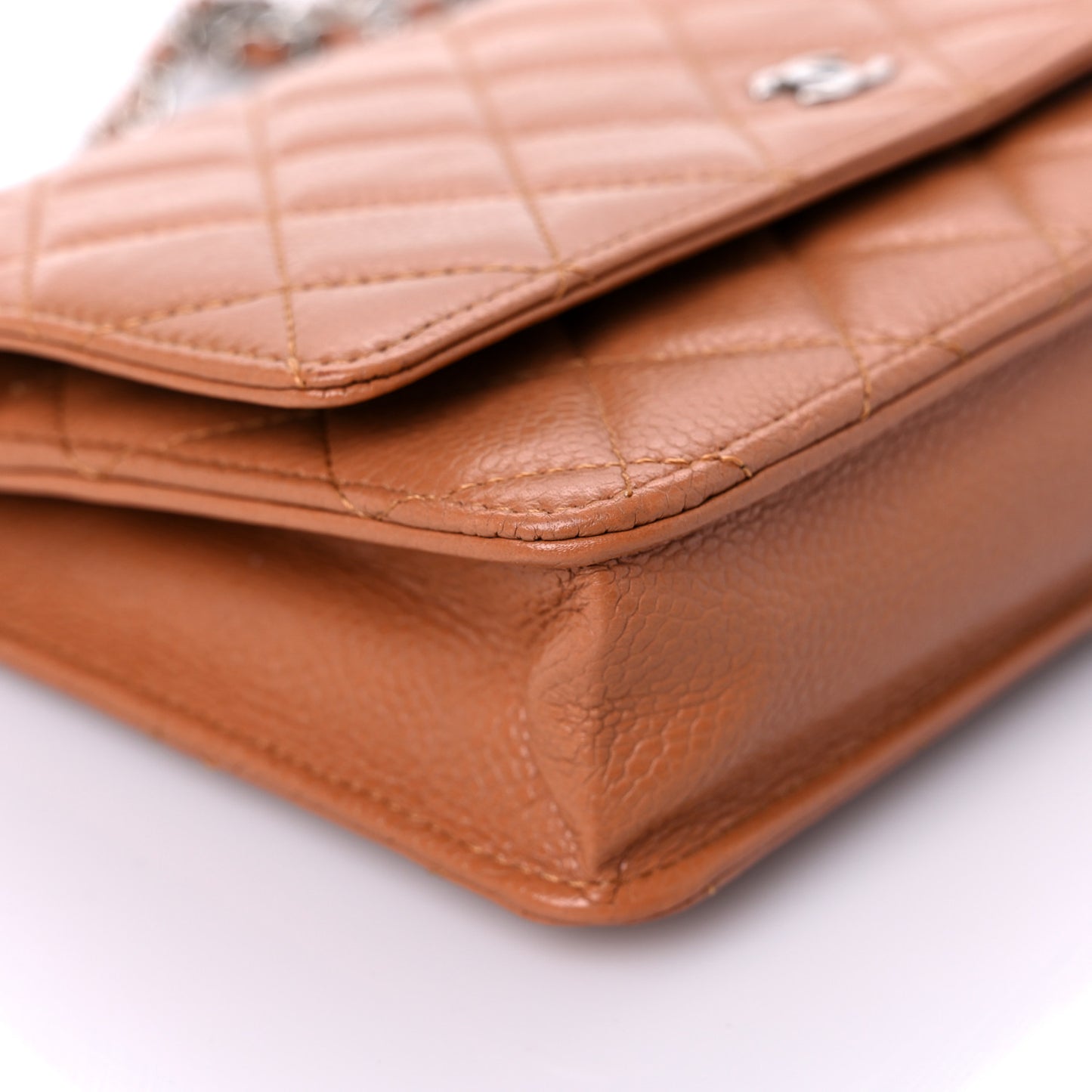 Caviar Quilted Wallet On Chain WOC Light Brown
