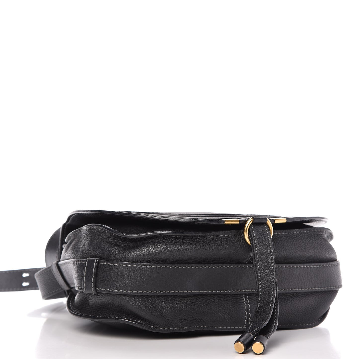 Calfskin Medium Marcie Round Crossbody Bag Black