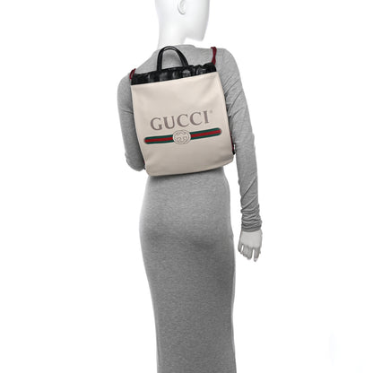 Gucci Calfskin Logo Drawstring Backpack Mystic White 2 of 11