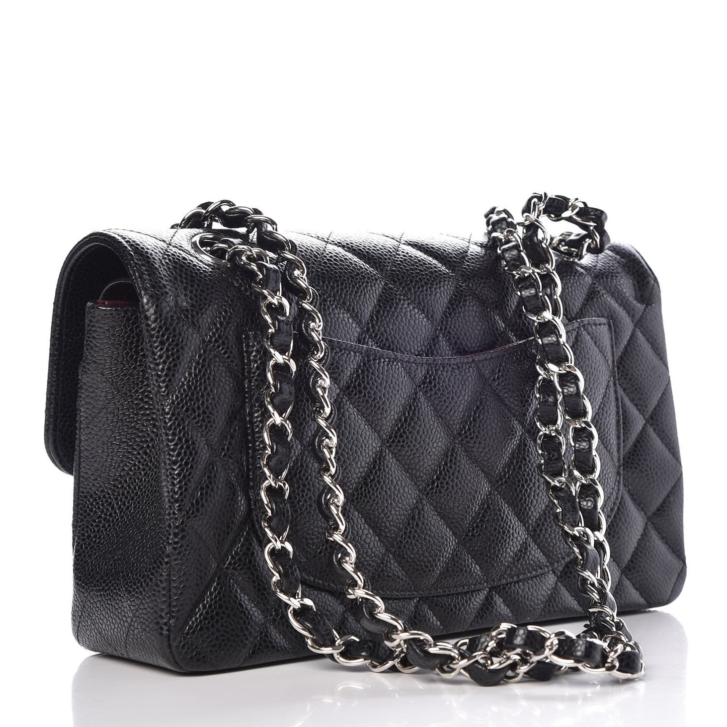 Caviar Quilted Small Double Flap Black