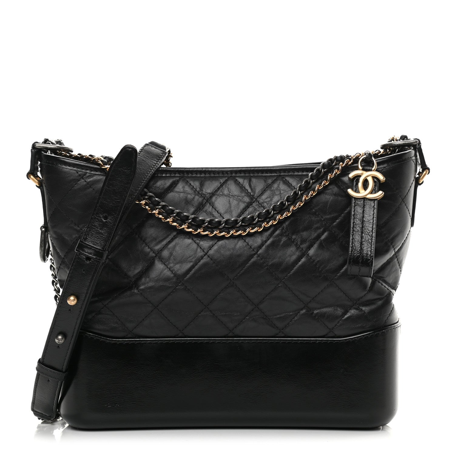 Chanel Aged Calfskin Quilted Medium Gabrielle Hobo Black 1 of 13