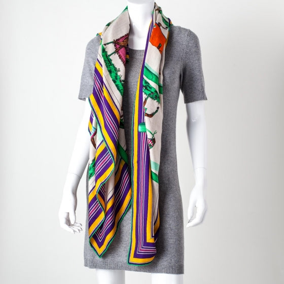 Hermes Cashmere Silk Couvertures et Tenues de Jour Shawl 140 2 of 7