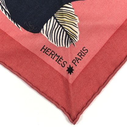 Hermes Cashmere Zebra Pegasus Pointe Triangle Scarf Vieux Rose Black White 2 of 3