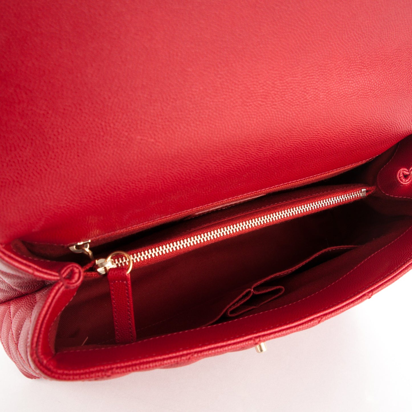 Caviar Quilted Small Coco Handle Flap Red