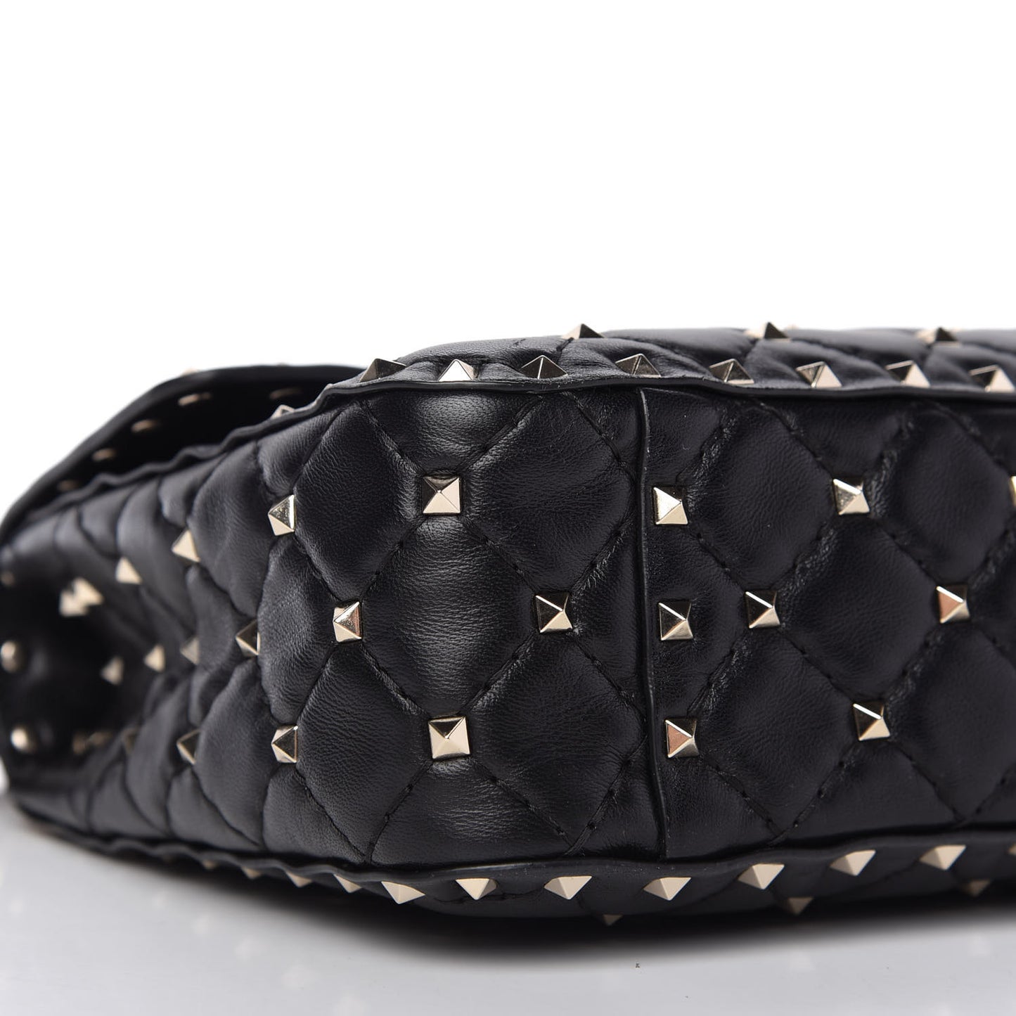 Lambskin Medium Rockstud Spike Shoulder Bag Black