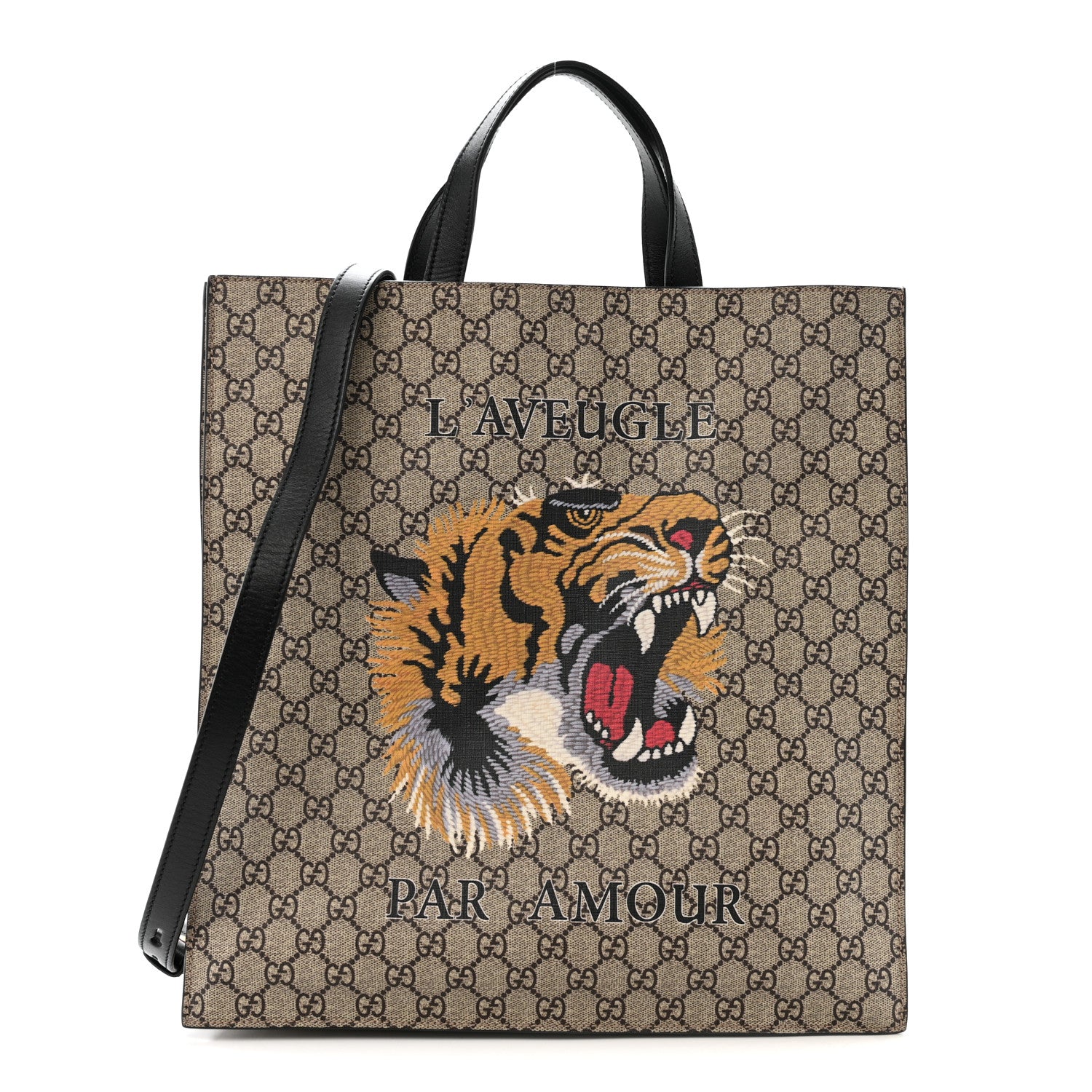 Gucci GG Supreme Monogram L'Aveugle Par Amour Print Vertical Tote Black 1 of 13