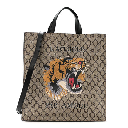 Gucci GG Supreme Monogram L'Aveugle Par Amour Print Vertical Tote Black 1 of 13