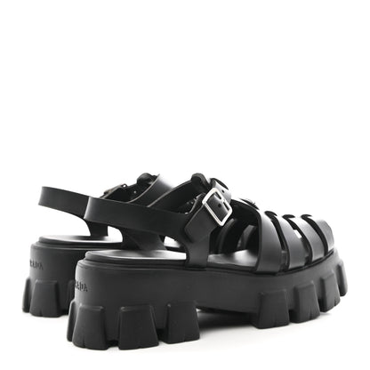 Prada Foam Rubber Triangle Logo Monolith 55mm Cage Sandals 40 Black 5 of 11