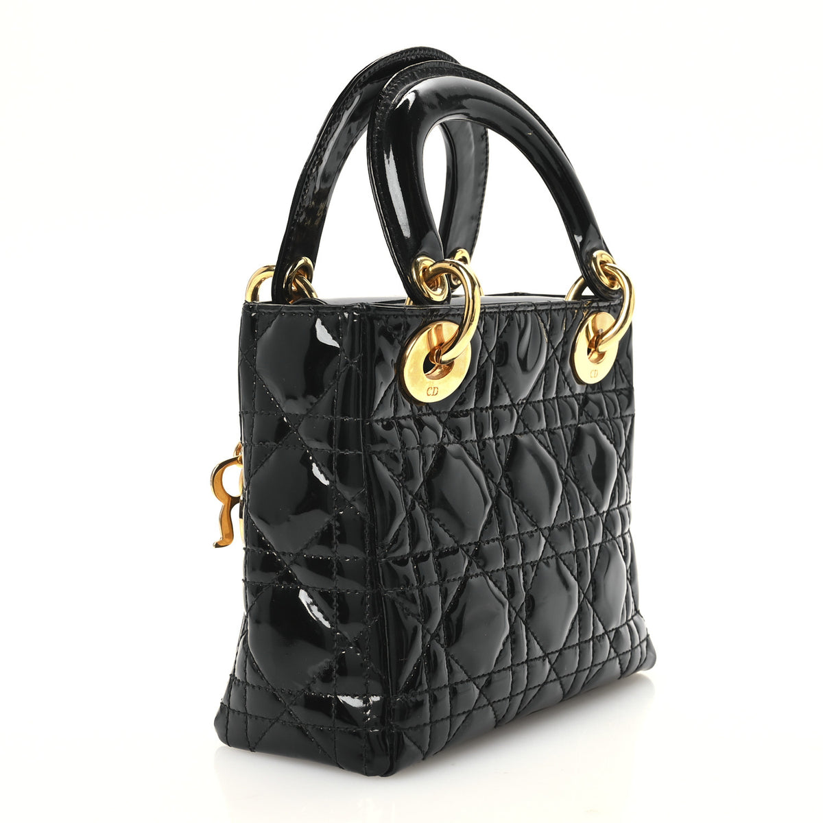 Patent Cannage Mini Lady Dior Black