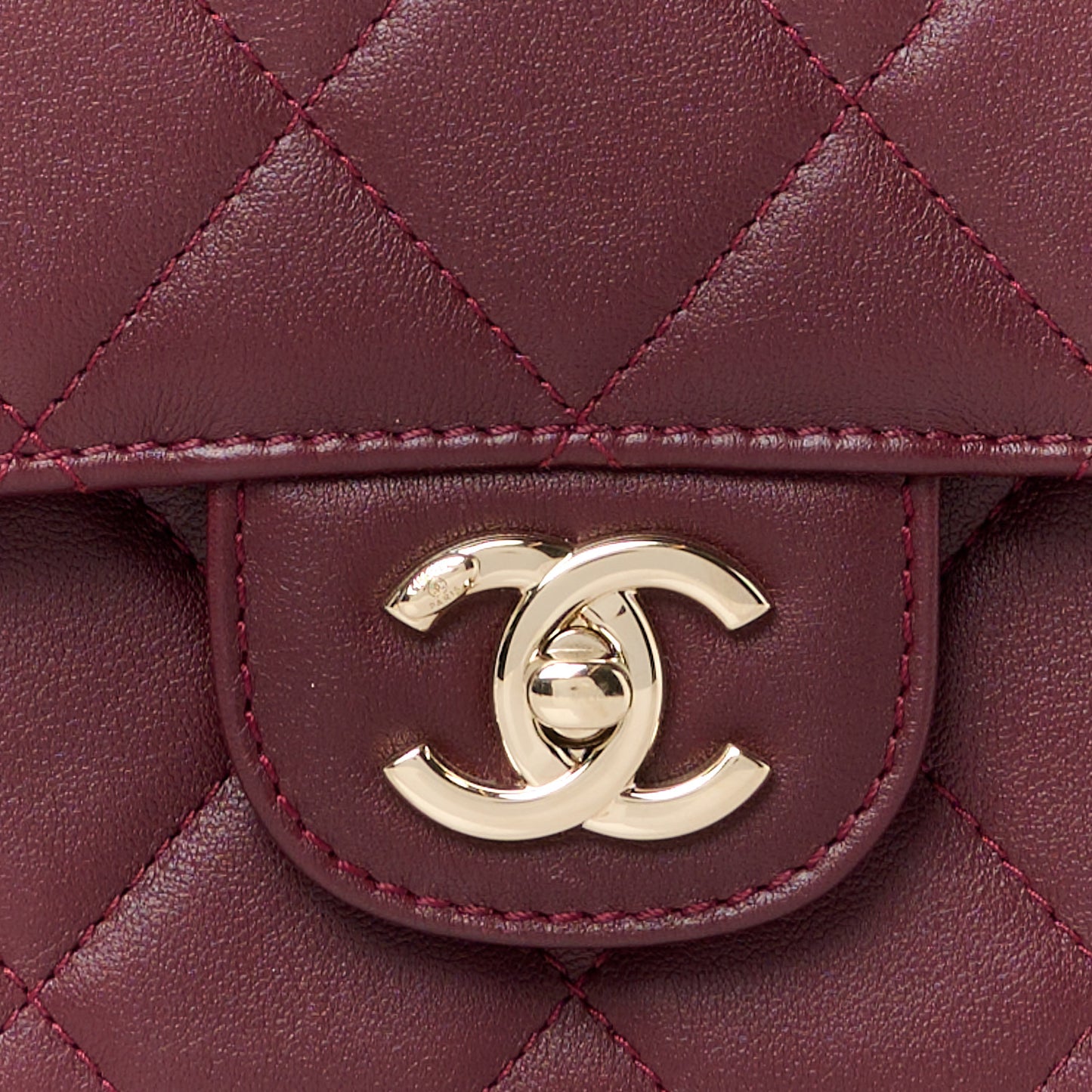 Calfskin Quilted Coco Lady Flap Burgundy