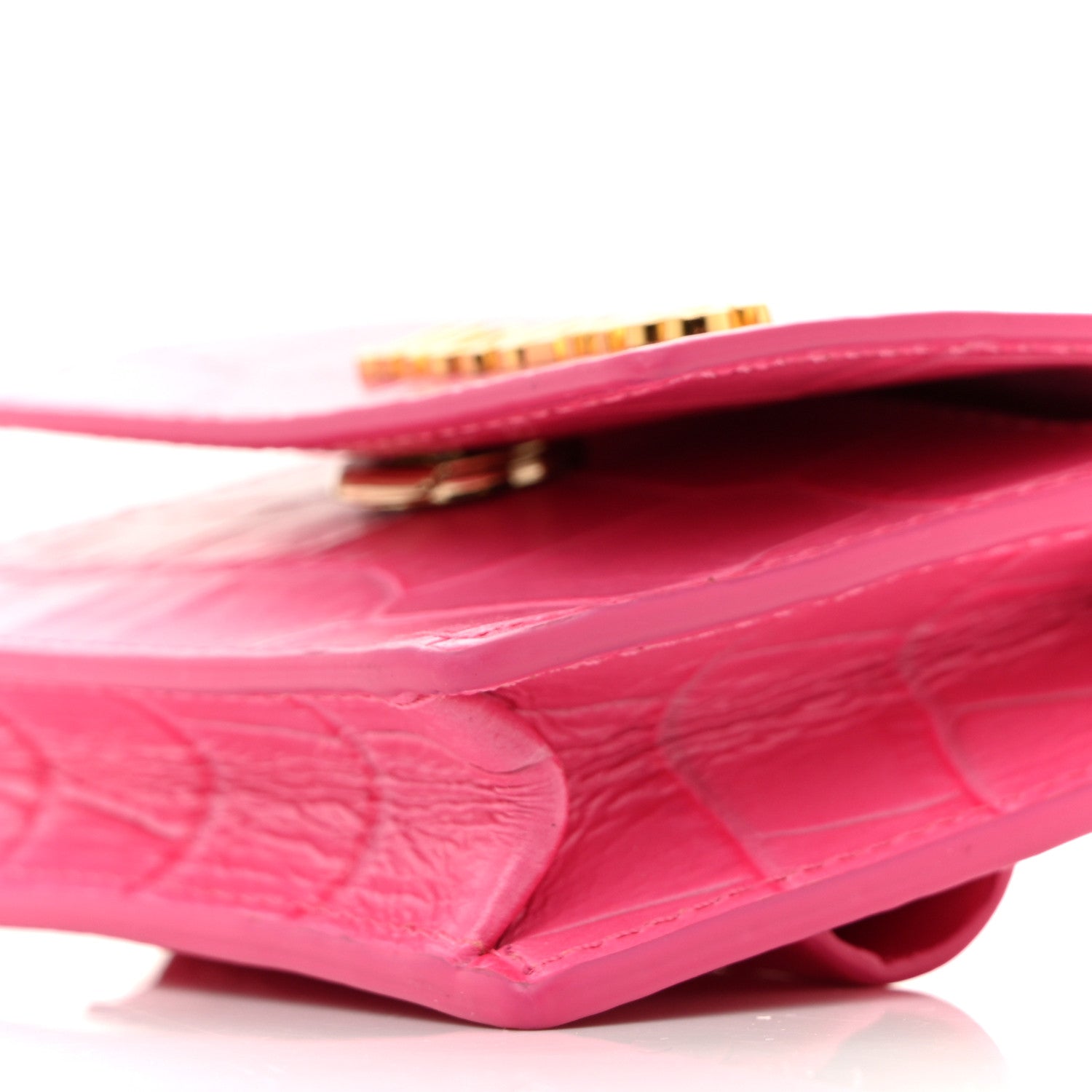 Jacquemus Calfskin Crocodile Embossed La Ceinture Bello Double Tour Belt Bag Pink 9 of 12