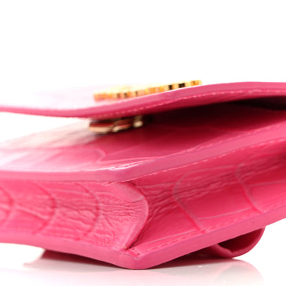 Jacquemus Calfskin Crocodile Embossed La Ceinture Bello Double Tour Belt Bag Pink 9 of 12
