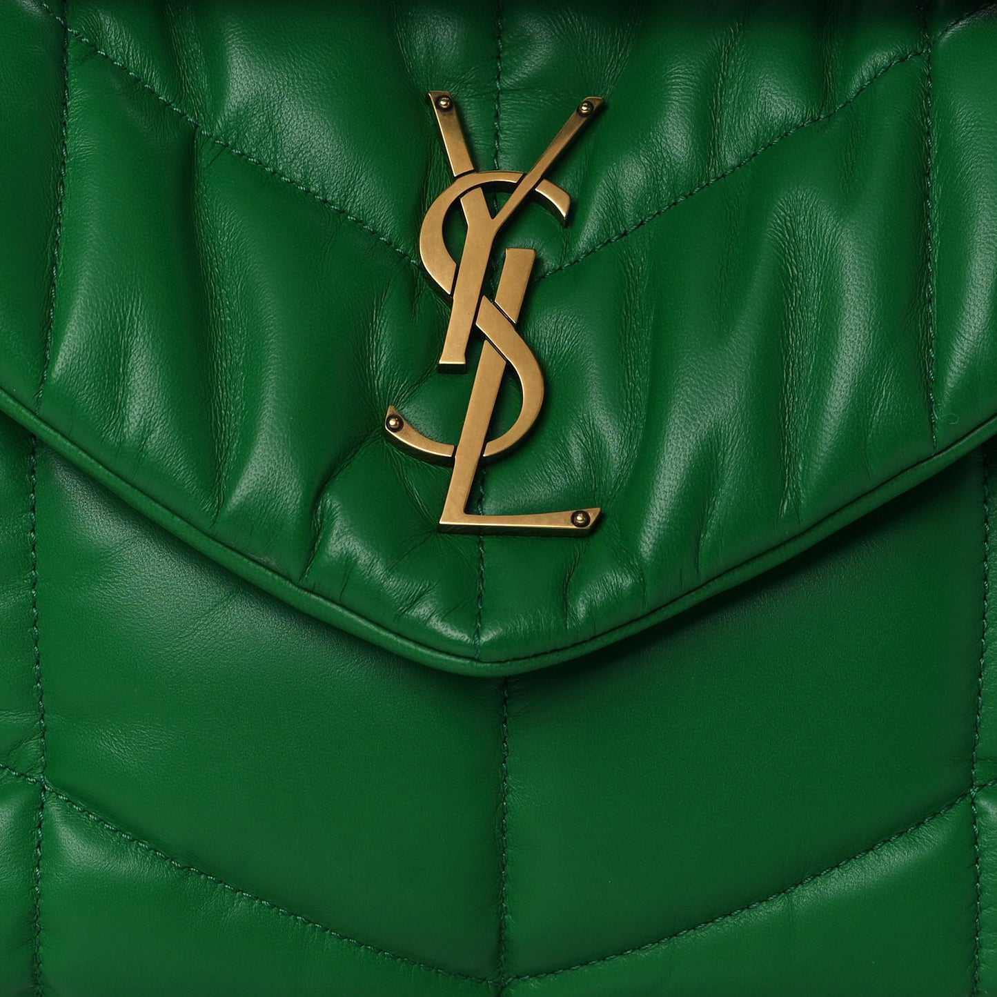 Lambskin Quilted Small Loulou Puffer Monogram Chain Satchel New Vert
