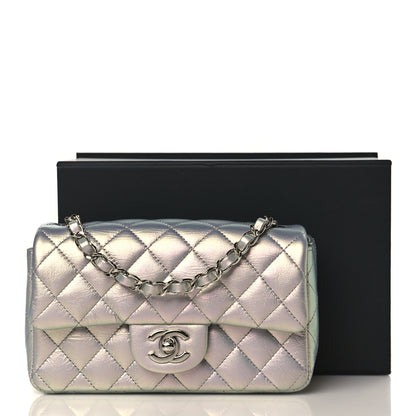 Chanel Iridescent Calfskin Quilted Mini Rectangular Flap Light Purple 10 of 10