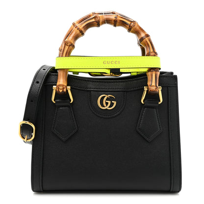 Gucci Wonka Grain Calfskin Mini Diana Tote Bag Black Yellow Fluo 1 of 13