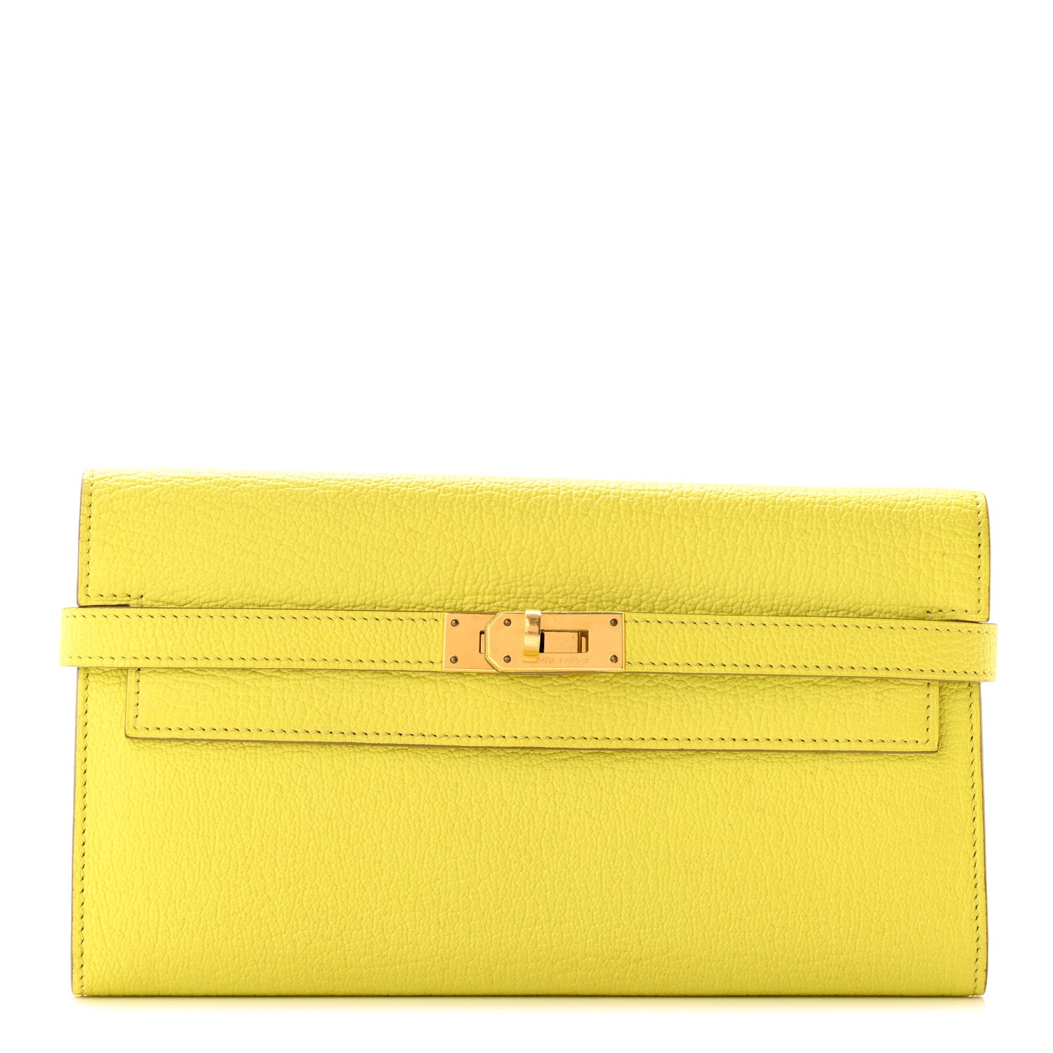 Hermes Chevre Mysore Kelly Longue Wallet Lime 1 of 12