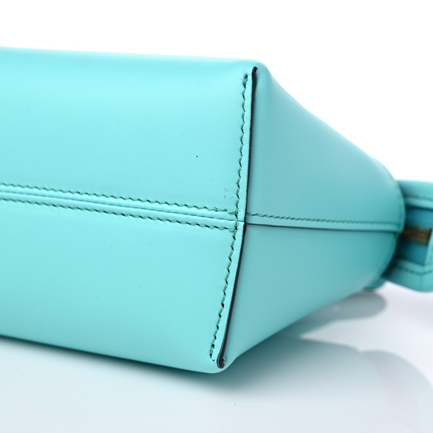 Fendi Vitello King Plexiglass Logo Embossed Mini By The Way Top Handle Boston Bag Spring Turquoise 10 of 10