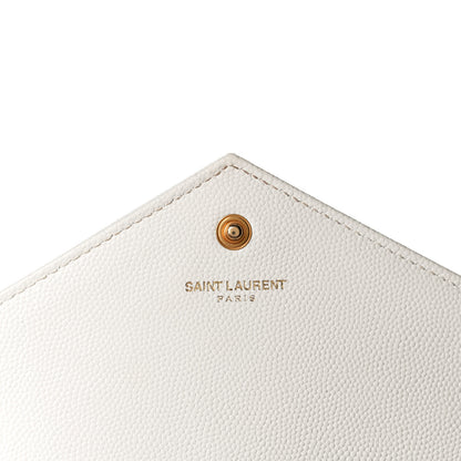 Saint Laurent Grain De Poudre Matelasse Chevron Monogram Chain Wallet Crema Soft 6 of 6