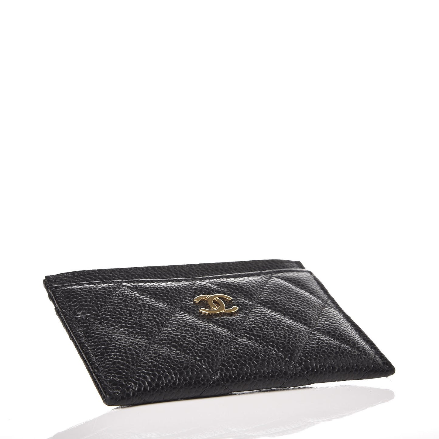 Caviar Quilted Card Holder Black