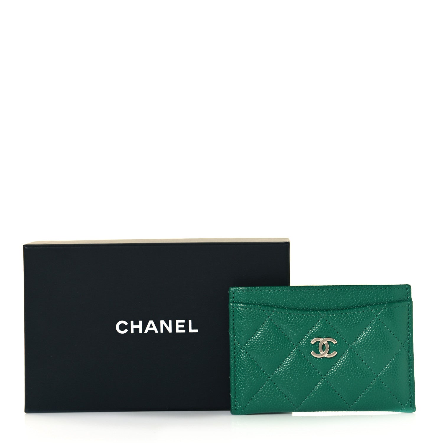 Chanel Caviar Quilted Card Holder Green 11 of 11