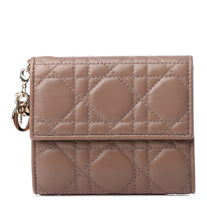 Christian Dior Lambskin Cannage Lady Dior Compact Wallet Beige 1 of 8