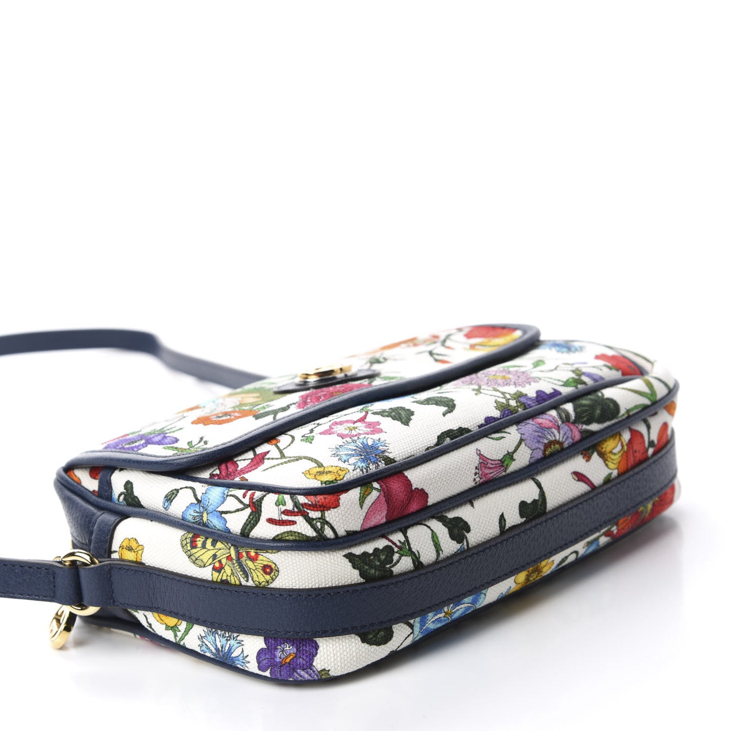 Canvas Flora Floral Shoulder Bag White Blue Agata Mulitcolor