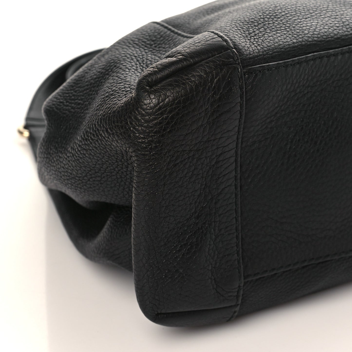 Pebbled Calfskin Medium Greenwich Shoulder Bag Black