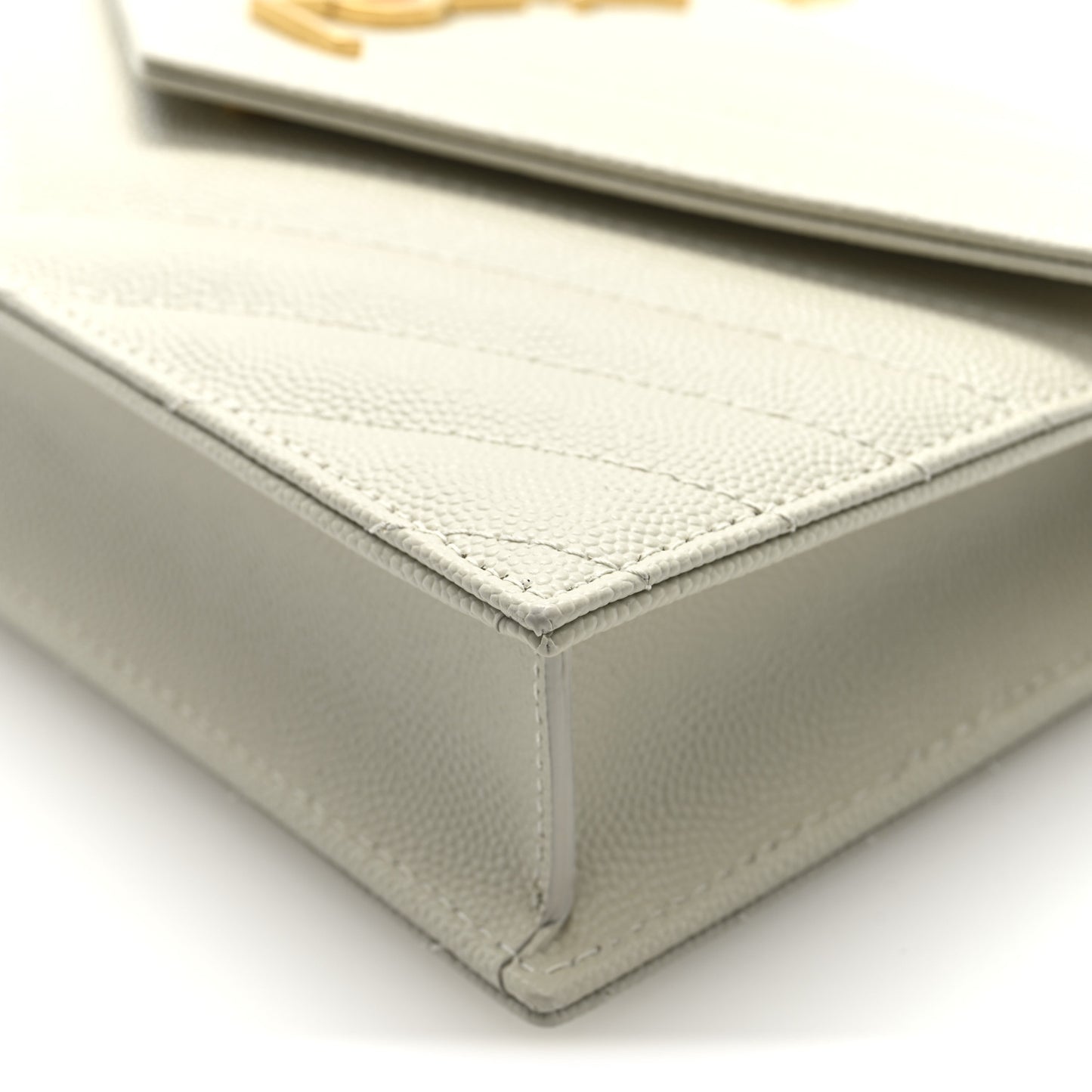 Grain De Poudre Matelasse Chevron Monogram Envelope Chain Wallet Crema Soft