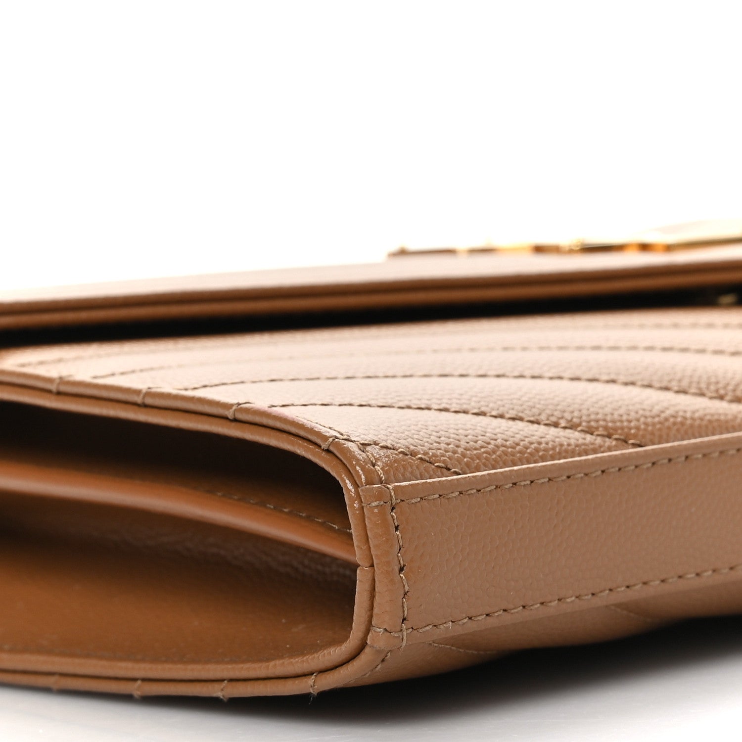 Saint Laurent Grain De Poudre Matelasse Monogram Chain Wallet Dark Natural 7 of 8