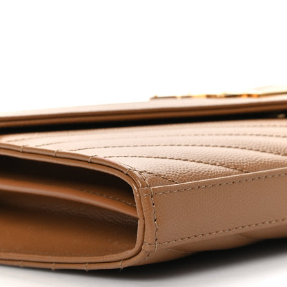 Saint Laurent Grain De Poudre Matelasse Monogram Chain Wallet Dark Natural 7 of 8