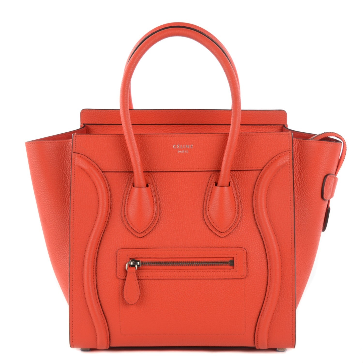 Celine Drummed Calfskin Micro Luggage Vermillion 1 of 9