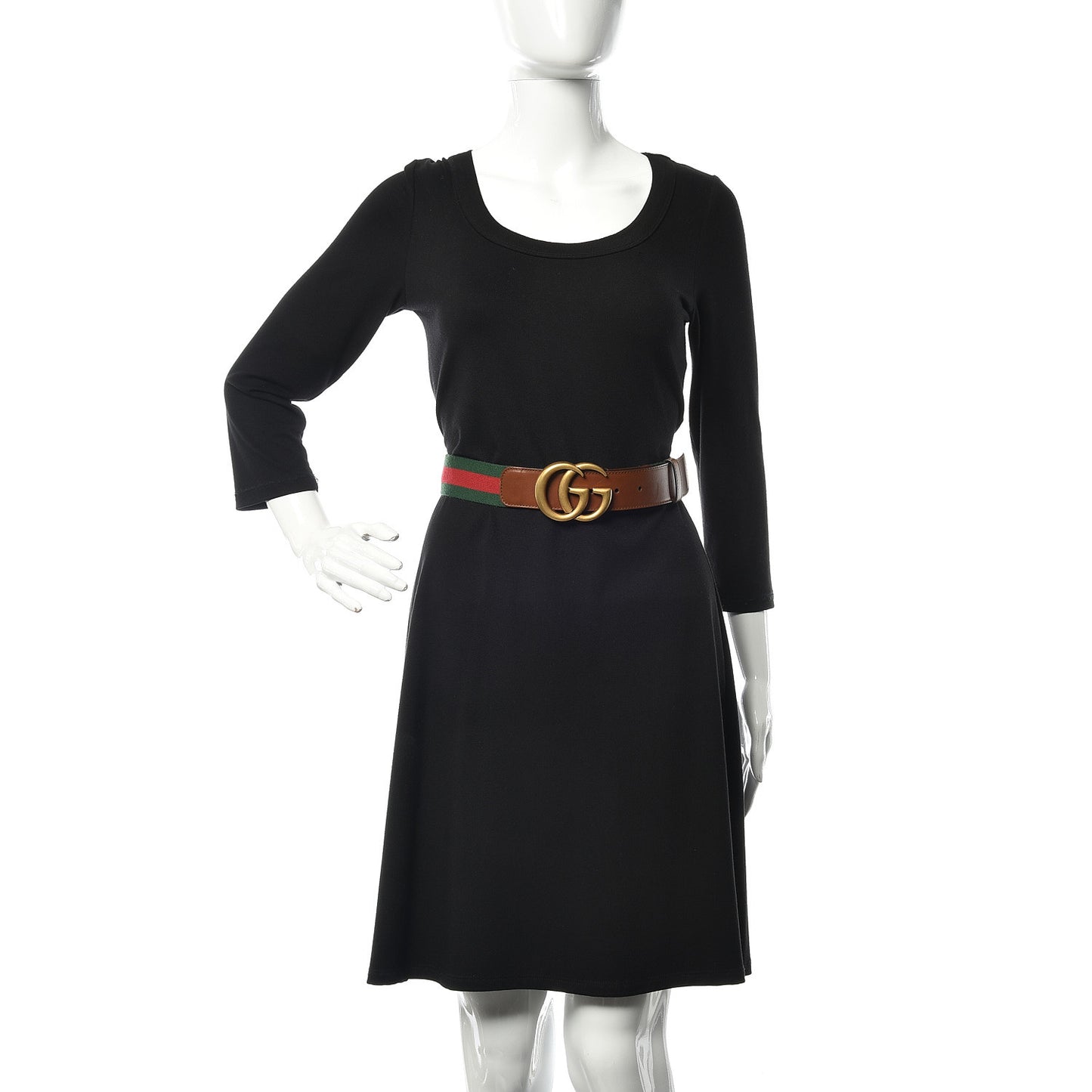 Nylon Calfskin Double G Web Belt 85 34 Brown