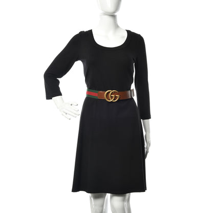 Gucci Nylon Calfskin Double G Web Belt 85 34 Brown 2 of 7