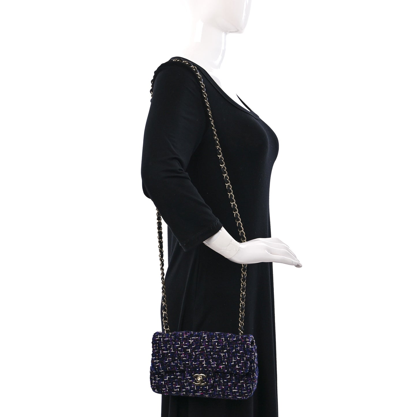 Tweed Quilted Mini Rectangular Flap Blue Purple Khaki Pink