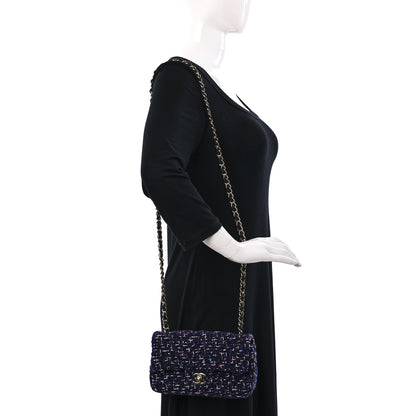 Chanel Tweed Quilted Mini Rectangular Flap Blue Purple Khaki Pink 2 of 9
